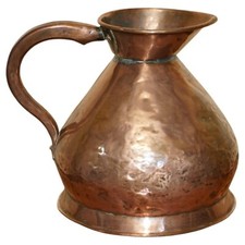 ANTIQUE HALLMARKED & STAMPED VICTORIAN CIR 1880 2 GALLON COPPER & BRASS PITCHER