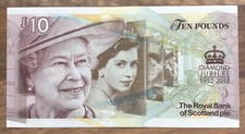 QUEEN ELIZABETH II COMMEMORATIVE RBS £10 NOTE DIAMOND JUBILEE (RIP) TQDJ0290914