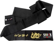 Kung Fu Sash Black with Dragon Print Satin 300cm for Men/Women Black Shaolin Mon