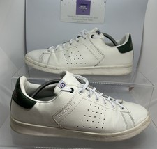 Lambretta Men’s White Leather Style Low Top Lace Up Trainers & Logo Size UK 10