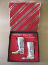 Vintage Grenadier Silversmiths Silver Plated Riding Boot Drink Measures ~ Boxed