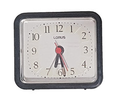 Lorus Vintage Quartz Small Black Travel Alarm Clock White Dial Glow In The Dark