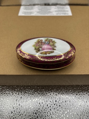 Limoges porcelain oval trinket - limoges,