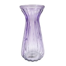 Lilac Textured Ribbed Patterned Glass Vase Flower Bud Jar 22.5cm Home Ornament