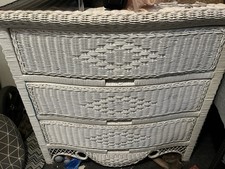 Baby Bedroom Vintage Wicker 1980 Chest Of Drawers, Mirror, Storage Box, Chair