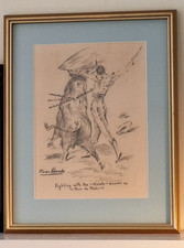 Original Drawing, Matador, Signed & Framed, H36xW29cm