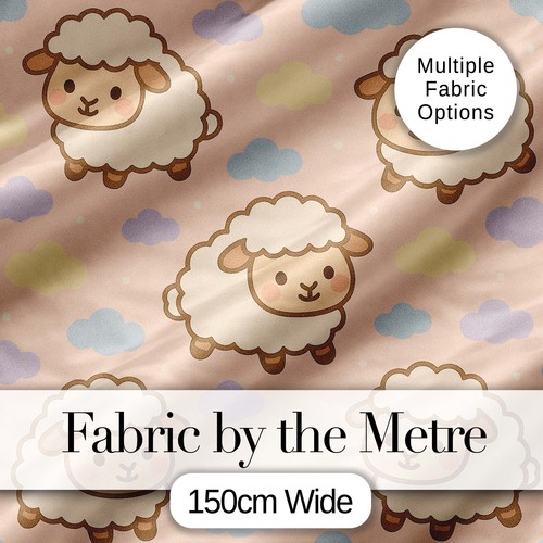 Cute sheep cloud fabric - sheep,