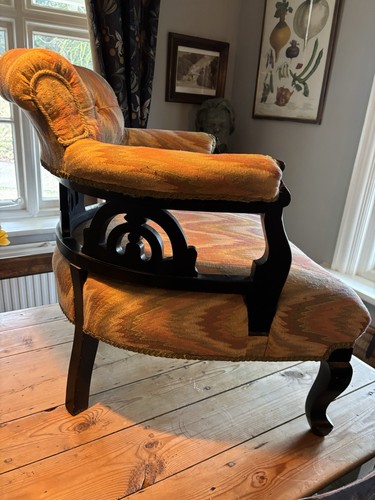 Victorian ebonised tub chair - ebonised,