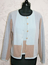 PAUL COSTELLOE DRESSAGE Twinset/2ps. Cardigan/Jumper Silk/Angora Blue/Grey/Brown