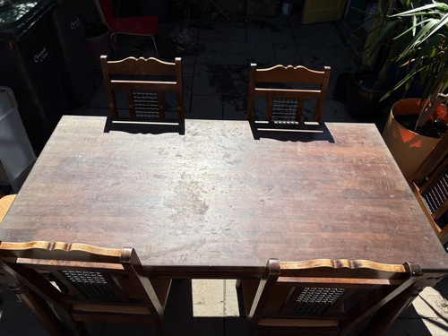 Dark wood dining table plus - , x6