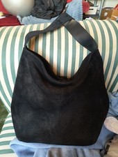 Debenhams Suede Leather Shoulder Bag Black Medium Size