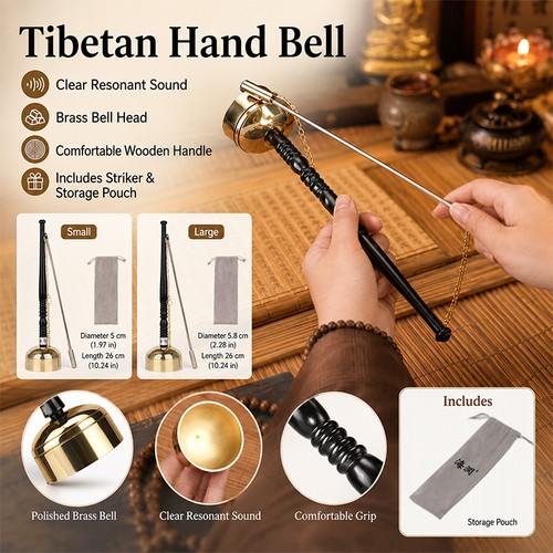Brass hand bell with handle - hand,