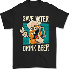 Save Water Drink Beer Funny Alcohol Larger Mens T-Shirt 100% Cotton