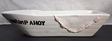Lillian Vernon Shrimp Ahoy Boat Sushi Ceramic Serving Tray Canoe Dory 14.5"