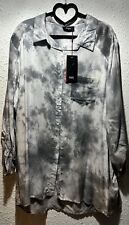 Mylene Klass Tye Dye Sequin Shirt Blouse Grey/white Size 20