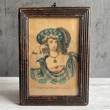 Antique Scottish Miniature Nursery Print The Lowland Lassie C 1830 Robbie Burns