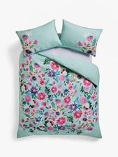 Blue 100% Cotton Floral Print Duvet Cover Set Superking Size Next