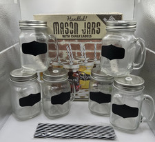 Glass Mason Jar Drink Tumbler Cocktails Beer Lid and Straw NEW box Of 6
