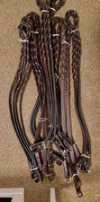 Genuine Havana Brown Braided Leather Reins – Full Size 140cm – Light Cracking