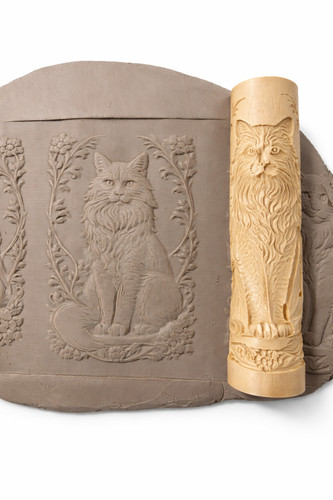 Botanical cat portrait clay - cat,