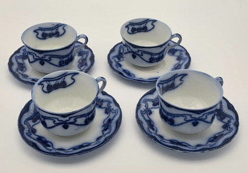 Antique flow blue cups - antique,