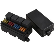 12 Way Blade Fuse Holder Box Waterproof 12V With Spade Terminal 4 Pin 40A Relay 