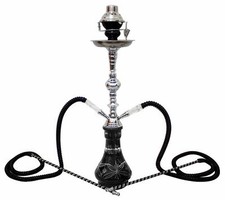 2- Hose Smoking style Shisha Black Laser pipe Hookah set wholesale +Windcover bl