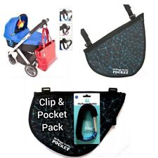Buggy Buddy Bag Clip & Side Bag, BLUE Buggy Stroller Pushchair By MY BUGGY BUDDY