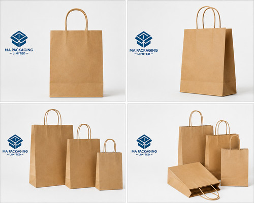 Brown paper bags with handles - brown,