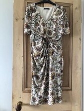 M&S COLLECTION SIZE UK 10 LONG CREAM FLORAL V NECK TWIST WAIST WRAP DRESS AUTUMN