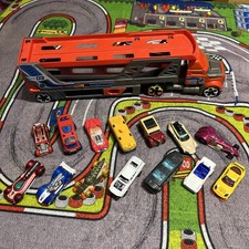 Hot Wheels Rapid Fire Semi-Truck + 14 Cars Massive Job Lot Bundle Playset W4666