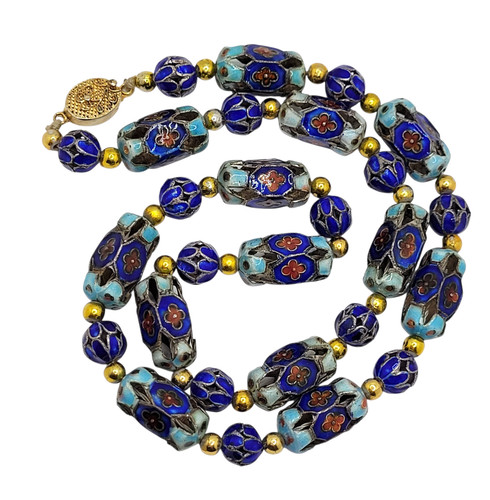 Antique blue cloisonne barrel - antique,