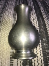 Lovely Shape Vintage 'Crown and Rose' Cast Pewter Vase Made in London England