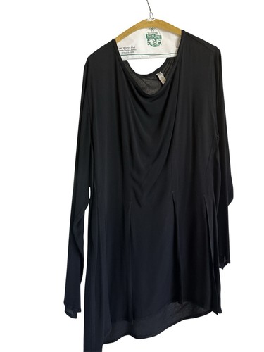 Black draped long sleeve - black, long-sleeve
