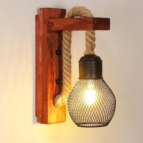 Rustic wood wall light with - light,