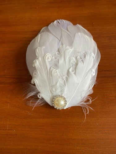 White feather fascinator hair - fascinator,