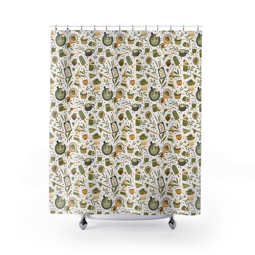 Shower curtains retro - retro, matcha