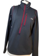 Rab Polartec Power Stretch Mid Layer Fleece Jacket UK M Black Red