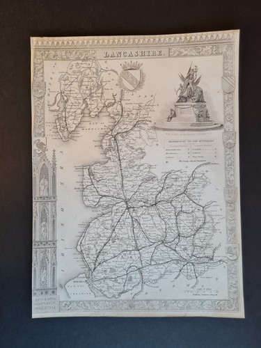 Antique 1848 map - , lancashire