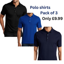 3 Pack Mens polo shirt  50/50 Polo Shirts Plain Unisex Men Tee T Shirt cotton