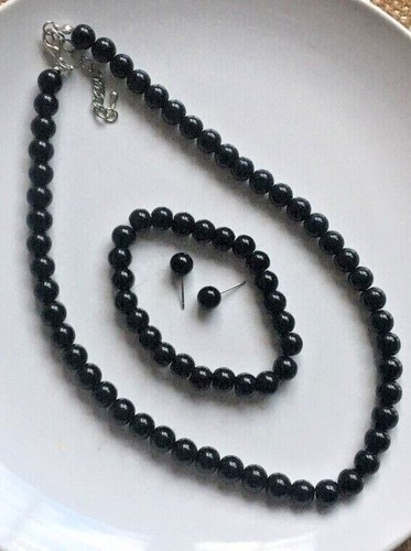 Black faux pearl - black, necklace