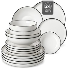 MALACASA 12/16/18/24-Piece Porcelain Dinnerware Set Bowls and Plates Set for 4/6