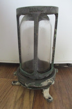 Antique brass Harvie ship's signal lamp with clear glass industrial lamp