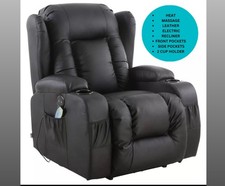 CAESAR ELECTRIC LEATHER AUTO RECLINER MASSAGE HEATED GAMING WING SOFA CHAIR