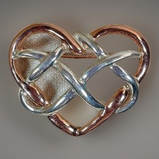 Celtic Knot Heart Brooch Vintage Two Tone Pin