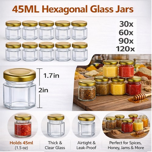 45ml hexagon airtight - airtight, glass