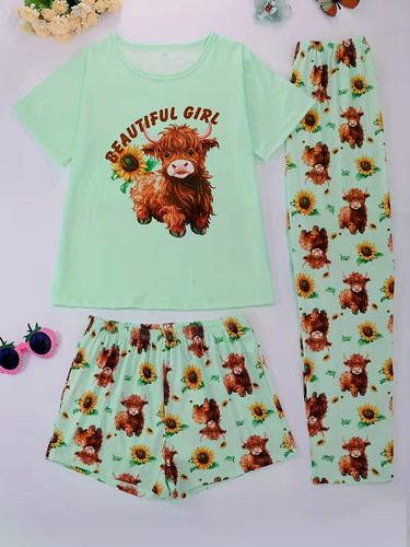 Ladies highland cow pyjamas - ladies,