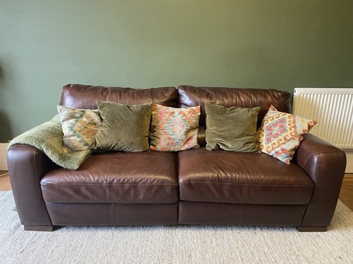 Scs large brown leather sofa - large,