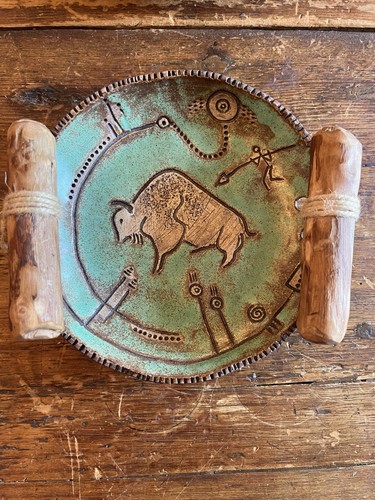 Bison pottery trinket - pottery,