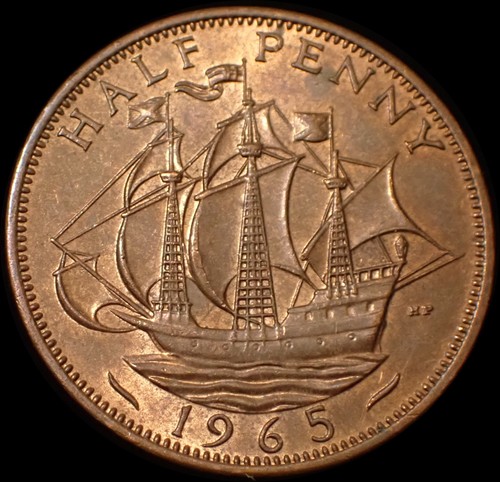 Half penny 1965 elizabeth - half,